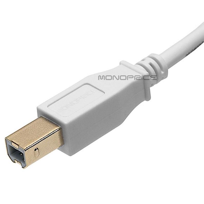 Monoprice USB 2.0 Cable - 15 Feet - White | USB Type-A Male to USB Type-B Male, 28/24AWG, Gold Plated, 3 of 4