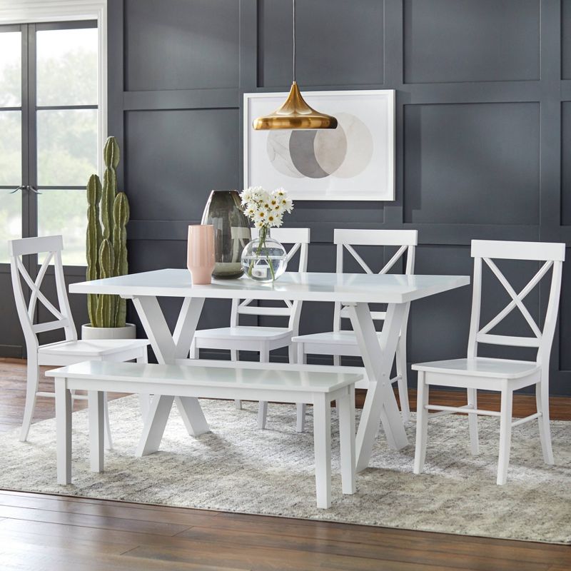 6pc Sumner Dining Set with Bench White - Buylateral, 1 of 6