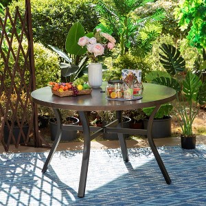 Captiva Designs 1pc Outdoor Patio Dining Steel Frame Table with Umbrella Hole for 4 - 1 of 4