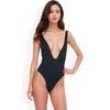 Anna-Kaci Swim Women's Deep V-Neck One-Piece Swimsuit with Ribbed Texture and High-Cut Leg - 4 of 4