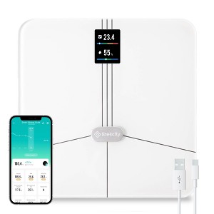 Etekcity HR Smart Fitness Scale White: Digital Glass BMI, Body Water, Bone Mass & Heart Rate Monitor - 1 of 4