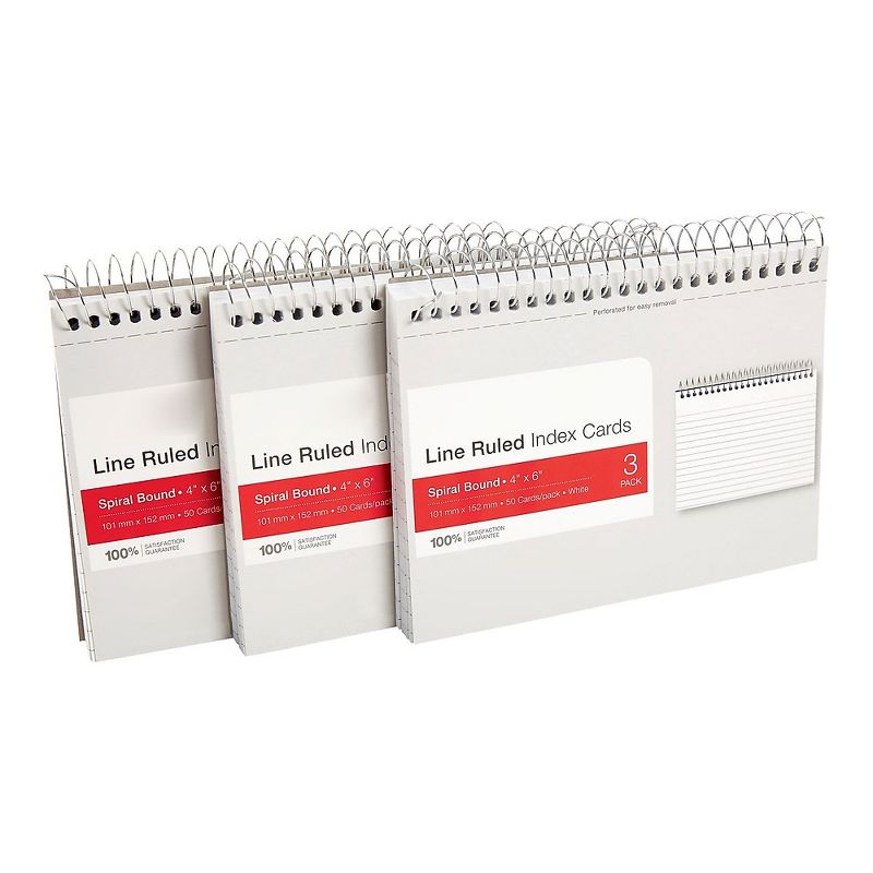 MyOfficeInnovations 4 x 6 Index Cards Lined White 50 Cards/Pack 3 Pack/Carton MYO257832, 1 of 6