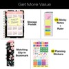 HARDCOVER 2026 Planner, 5.5"x8": 14 Months (Nov 2025-Dec 2026), Daily/Weekly/Monthly,  Bookmark, Pocket Folder w Sticky Notes (Black Floral Pink) - 2 of 4