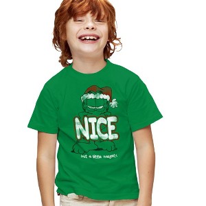 Boys' Garfield A Little Naughty T-Shirt Kelly Green Large - 1 of 4