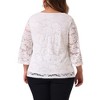 Agnes Orinda Women's Plus Size Sheer Lace Double Layered Hem V Neck 3/4 Sleeve Casual Dressy Floral Blouse - 4 of 4