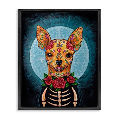 Stupell Industries Celebration of Life Chihuahua Black Framed Floater Canvas Wall Art