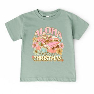 Aloha Christmas Surfing Santa - Toddler Short Sleeve Graphic T-Shirt - 1 of 4