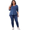 Agnes Orinda Women's Plus Size Long Sleeve V Neck Loose Fashion Buttons Tunic Blouse - 3 of 4