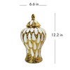 Gulches Alluring White and Gold Ginger Jar with Removable Lid ¨C Elegant Home Decor - 2 of 4