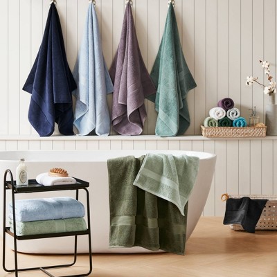 100% Cotton Solid Color Heavyweight Bath Towel Set, Anti-Microbial Certified Highly Absorbent Plushy Bath Towel