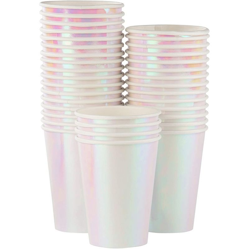 Juvale 36-Pack Iridescent Party Supplies - 12 oz Iridescent Paper Cups, Disposable Party Cups for Hold and Cold Drinks, 1 of 8