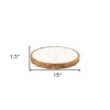 HomeRoots 15" Brown And White Marble And Solid Wood Round Cheese Board - 3 of 4