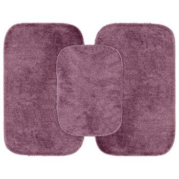 3pc Traditional Nylon Washable Bathroom Rug Set Purple - Garland Rug
