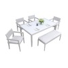 UNISOAR 6PC Patio Aluminum Furniture, Modern Dining Set, including 4 Dining Chairs & 1 Dining Bench - 4 of 4