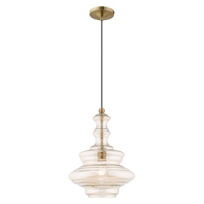 Champagne Glass Mini Pendant with Antique Brass Finish
