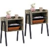 VECELO 1/2PCS Stackable Nightstand Industrial Side End Table Accent Furniture with 2-Tier Open Storage Shelf Retro Brown/Gray - 2 of 4