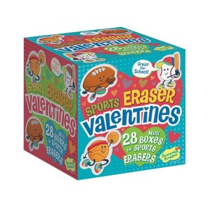 Peaceable Kingdom Sports Eraser Valentines - Set of 28 Mini Sports Valentines Boxes with Erasers - Ages 4 and Up - 1 of 2