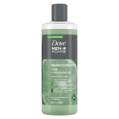 Dove Men + Care Reinvigorating Lime + Avocado Oil Plant Based Hydrating Body Wash - 18 fl oz