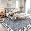 Acekool Floral Area Rug Machine Washable Pearl Velvet Low-Pile Non-Slip Carpet for Living Room Bedroom - 3 of 4