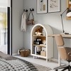 Arched Bookcase with 3 Shelves, Small Bookshelf with Woodgrain Shelves, Modern Wooden Storage & Display Cabinet for Living Room or Bedroom-Koiai - 3 of 4