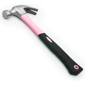 Pink Power 16oz Small Pink Hammer - All Purpose Mini Claw Hammer for Womens DIY and Craft with Slip Resistant Handle for Girls Ladies Tools - 1 of 4