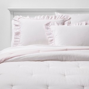 Twin Ruffle Edge Comforter & Sham Set Pink - Simply Shabby Chic