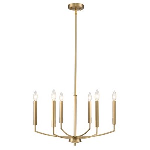 LLHZSY 24 2/5" Simple Chandelier 6-Light Fixture Adjustable Height-Brushed Gold - 1 of 4