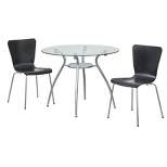 3pc Itza Round Glass Top and Chrome Base Dining Set - Buylateral