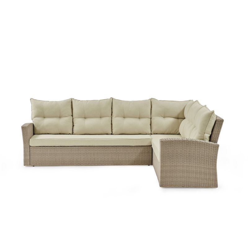 Canaan 2pc Outdoor Wicker Corner Sectional Seating Set Cream - Alaterre Furniture, 6 of 14