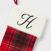 20" Plaid Monogram Christmas Holiday Stocking with Faux Fur Cuff Red/Green/White - Wondershop™ - 3 of 3