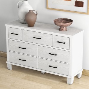 7-Drawer Bedroom Dresser – Modern Wooden Storage Chest with Metal Handles & Anti-Tip Design - 1 of 4
