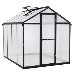 Aoodor Walk-in Greenhouse Polycarbonate Panel Hobby Greenhouses with Aluminum Frame Heavy Duty with 1 Vent Window & Lockable Door - 1 of 4
