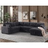 117.5" U Shaped Sleeper Sectional Sofa Pull Out Couch Bed for Living Room 6 Seater Plush Corduroy Upholstered Convertible Lounge Sofabed - 3 of 4