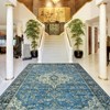 Vintage Distressed Floral Border Traditional Machine Washable Indoor Area Rug by Blue Nile Mills - 2 of 4