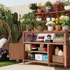 Outdoor 50.2" Potting Bench with Hutch, Solid Fir Wood Garden Workstation, Large Countertop with Shelves and Cabinets-Coolbibila - 2 of 4