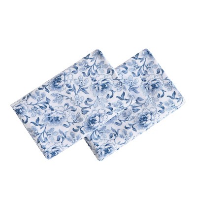 Laura Ashley Blue Floral Cotton Sateen Standard Pillowcase Pair
