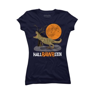 Junior's Design By Humans Halloween T Rex Hallrawreen Dinosaur Jurassic By RainforestRoom T-Shirt - 1 of 3