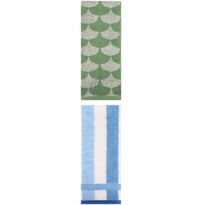 REGALWOVEN Geometric Cotton Soft Absorbent Decorative Hand Towel Set for Bathroom 13" x 29" 2 Pcs