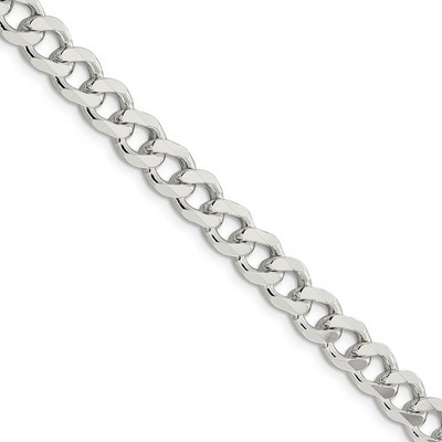 Black Bow Jewelry Men's 7.5mm Sterling Silver Solid Curb Chain Necklace