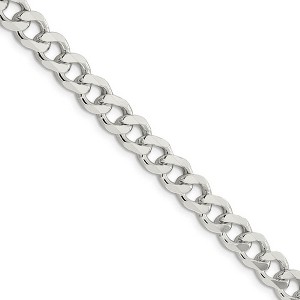 Black Bow Jewelry Men's 7.5mm Sterling Silver Solid Curb Chain Necklace - 1 of 4