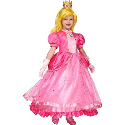 Joyfy Girls' Pink Peach Princess Dress Halloween Crown Costume for Kids Dress Up Cosplay Party Decor