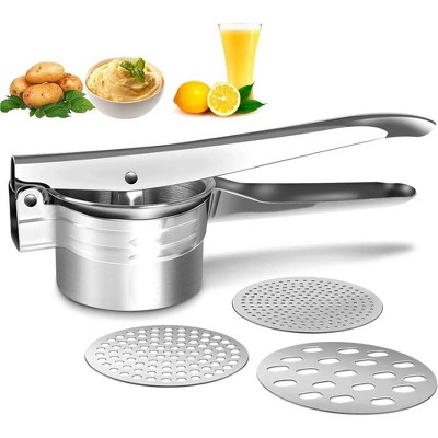 LunaLulinlk Large Capacity 15oz Masher Kitchen Tool for Potatoes, Fruits, Baby Food, Juicer, Vegetable Strainer with 3 Interchangeable Racing Discs