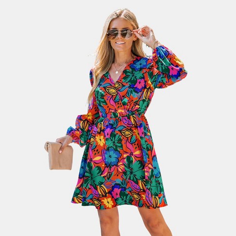 Women's Long Sleeve Elastic Waist Ditsy Floral Dress - Cupshe : Target