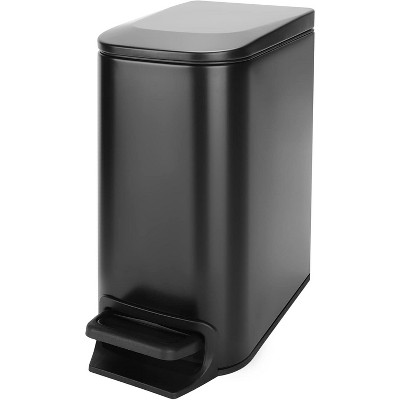 Small Bathroom Trash Can with Lid Soft Close, Step Pedal, 6 Liter / 1.6 Gallon Stainless Steel Garbage Can with Removable Inner Bucket