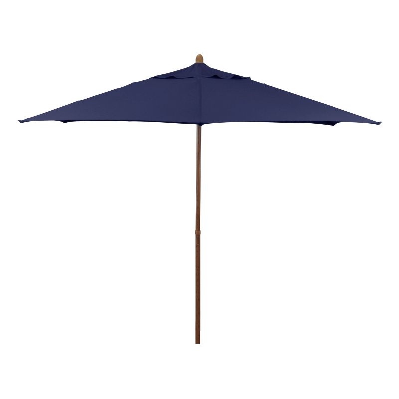 9&#39; x 9&#39; Round Wood Grain Steel Patio Umbrella Navy Blue - Astella, 1 of 7