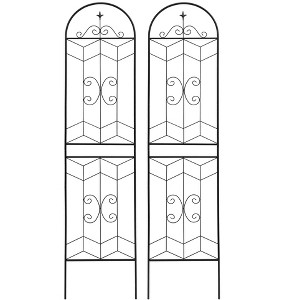 Lirago Black 2 pieces Weatherproof Multi-functional Outdoor Screen-Laser-Cut Galvanized Steel Panel 86.61"Hx19.68"Wx0.51"D - 1 of 4