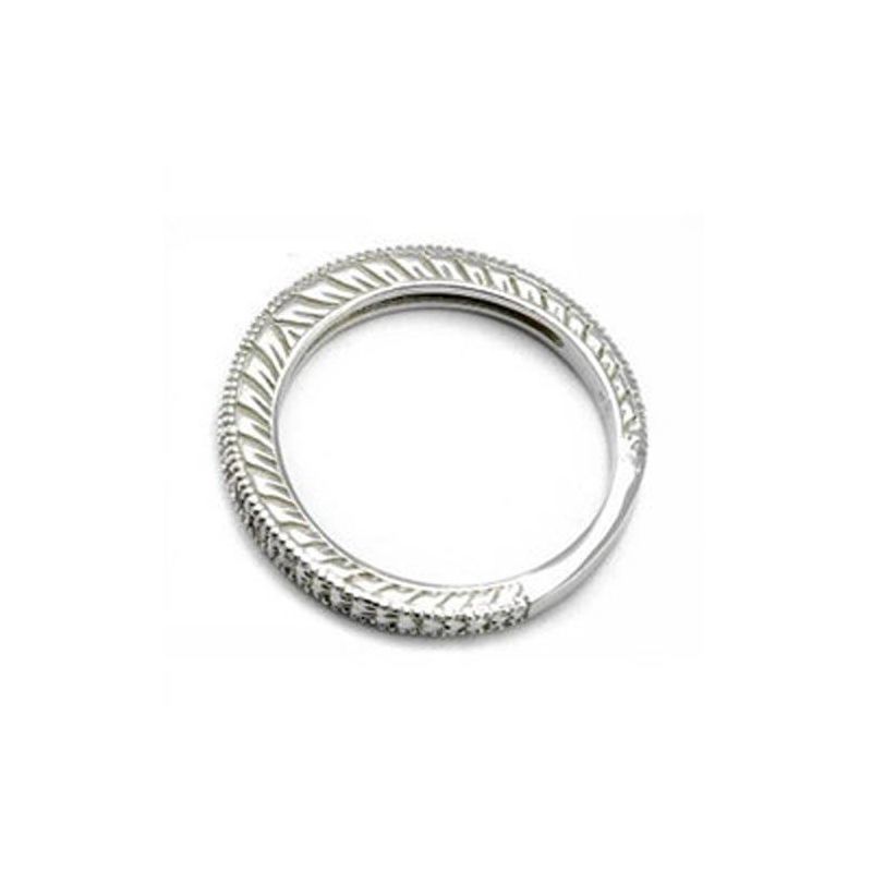 Pompeii3 1/6ct Blue & White Diamond Vintage Wedding Ring 14K White Gold, 2 of 6