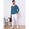 INSPIRE CHIC Men's Long Sleeve V-neck Solid Color Knitted Pullover Sweater - 2 of 4