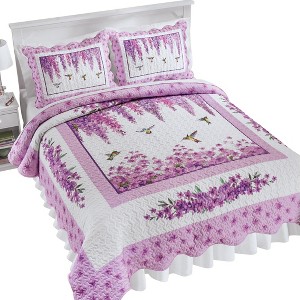 Collections Etc Hummingbird Wisteria Quilt - 1 of 3
