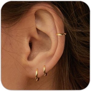 6mm 14K Gold Plated Huggie Hoops - Hypoallergenic Lightweight Cartilage Earrings for Sensitive Ears, Dainty Gold Hoop Set (1 Pair) - 1 of 4